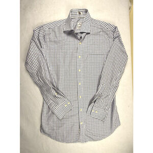 Peter Millar mens shirt Medium blue check Quiet Luxury Classic Designer